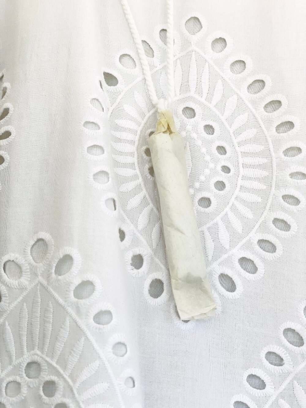 Soft Surroundings Small White Eyelet Peasant Midi Ruffle Dress Cotton 3/4 Sleeve - Picture 8 of 13
